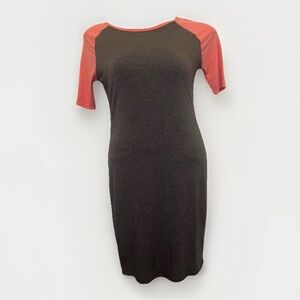 LuLaRoe Julia T-Shirt Dress Gray Dress With Res 3/4 Sleeves NWY Size M
